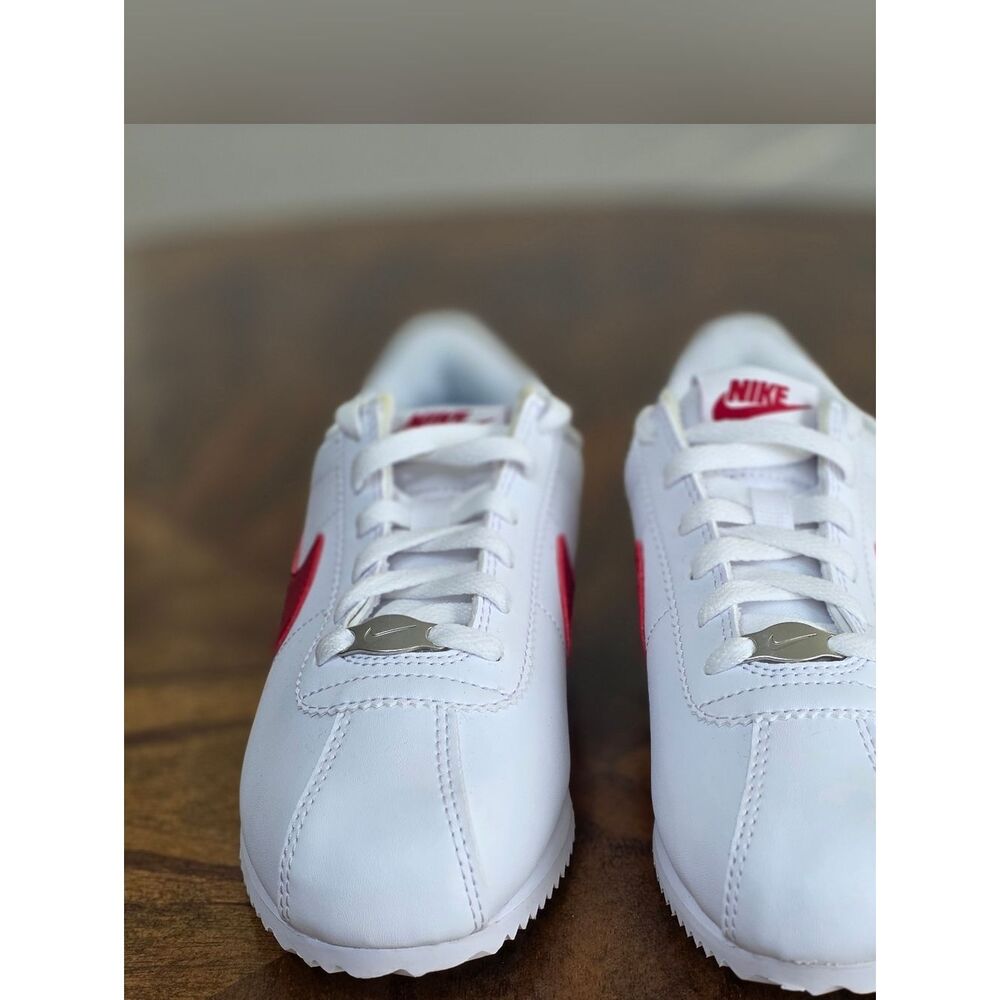 Nike Cortez Leather Forrest Gump Kids Shoes White Red Blue Size 2.5Y Brand New - Picture 3 of 16